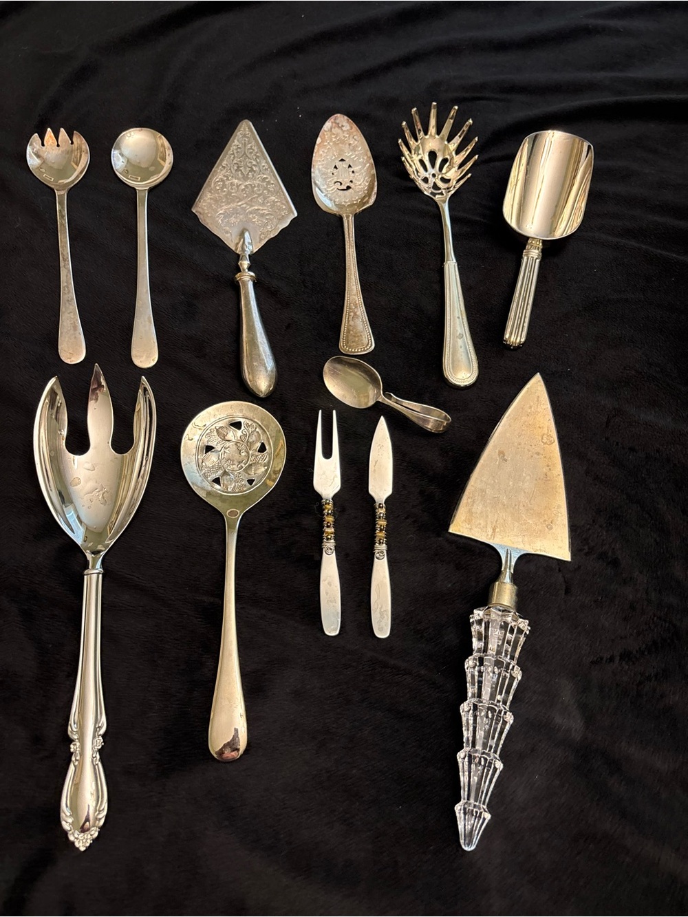 12 antique vintage silverplated serveware pieces